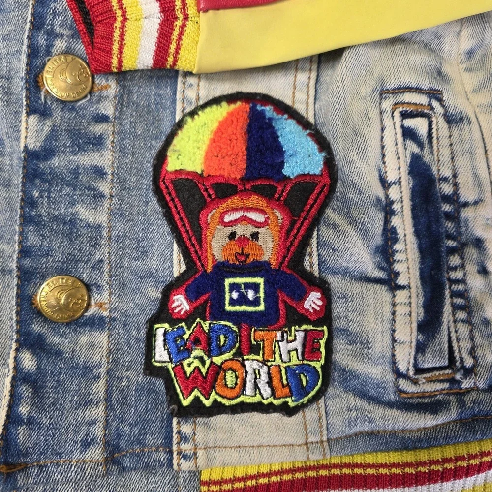 Junior Elite Premium Denim‎ Jacket Size Child 4-5 Flight Plane Patches Parachute